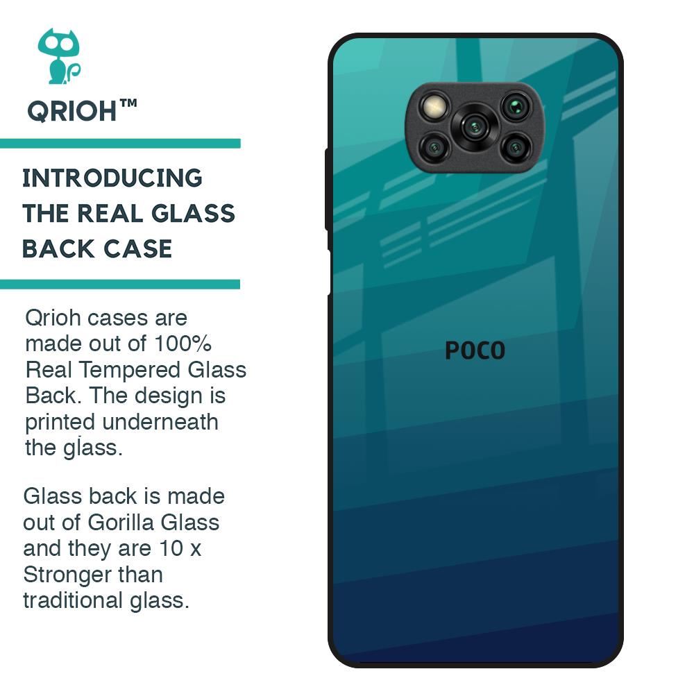 Green Triangle Pattern Glass Case for Poco X3