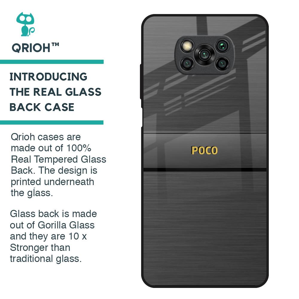 Grey Metallic Glass Case For Poco X3