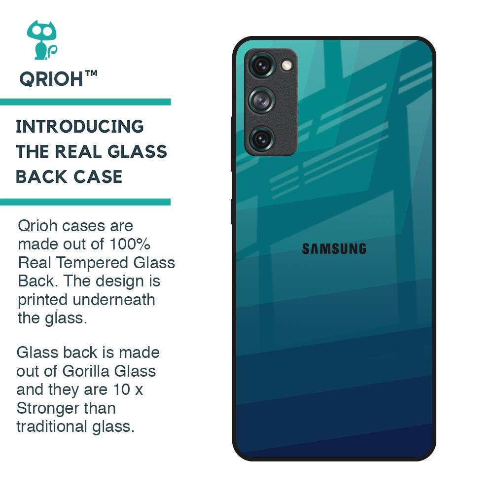 Green Triangle Pattern Glass Case for Samsung Galaxy S20 FE