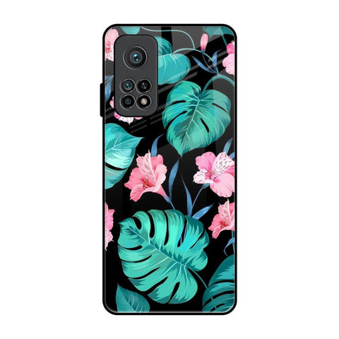 Tropical Leaves & Pink Flowers Xiaomi Mi 10T Pro Glass Back Cover Online