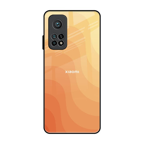 Orange Curve Pattern Xiaomi Mi 10T Pro Glass Back Cover Online