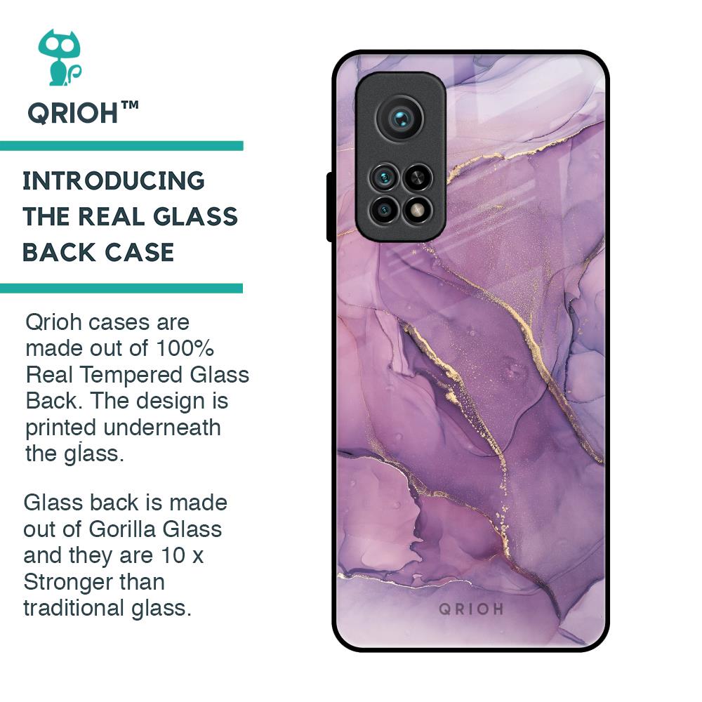 Purple Gold Marble Glass Case for Xiaomi Mi 10T Pro