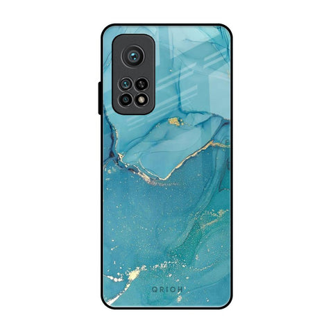 Blue Golden Glitter Xiaomi Mi 10T Glass Back Cover Online