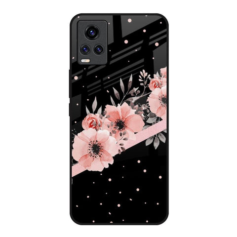 Floral Black Band Vivo V20 Glass Back Cover Online