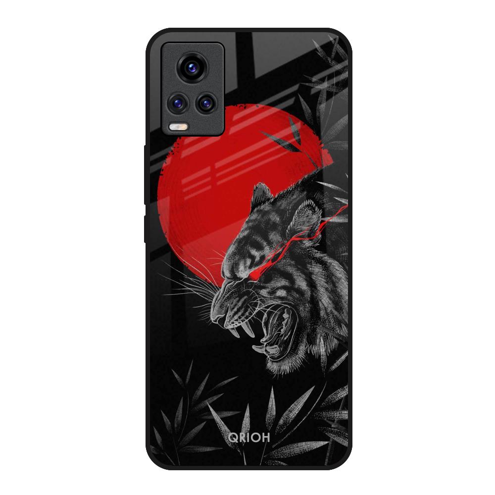 Red Moon Tiger Vivo V20 Glass Back Cover Online