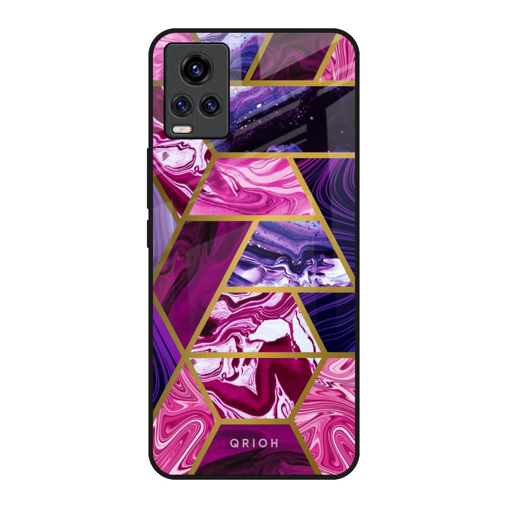 Electroplated Geometric Marble Vivo V20 Glass Back Cover Online