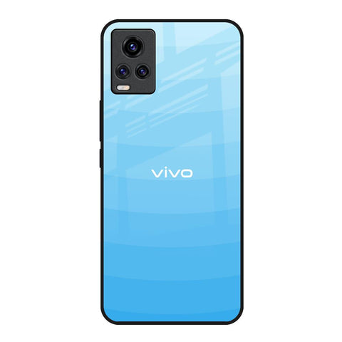 Wavy Blue Pattern Vivo V20 Glass Back Cover Online