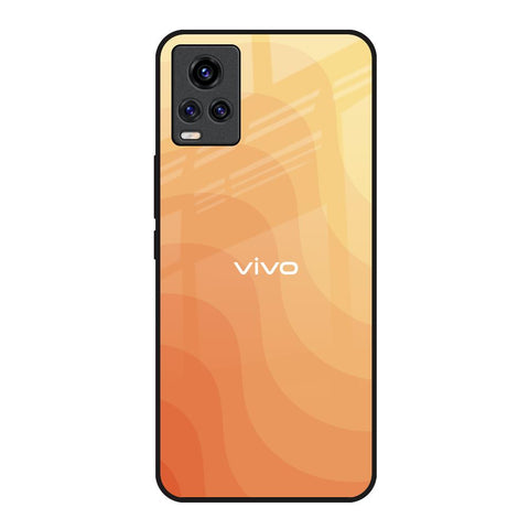 Orange Curve Pattern Vivo V20 Glass Back Cover Online