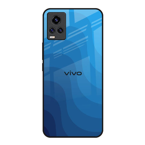 Blue Wave Abstract Vivo V20 Glass Back Cover Online