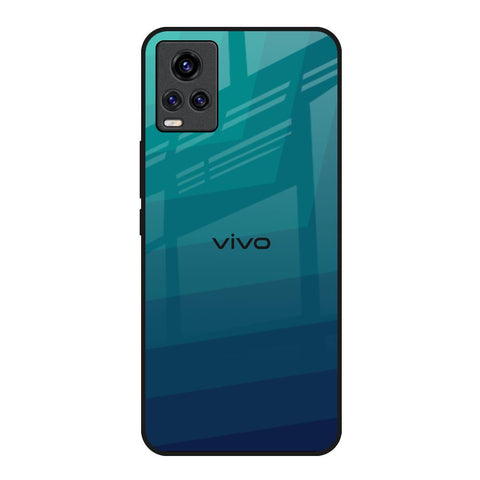 Green Triangle Pattern Vivo V20 Glass Back Cover Online