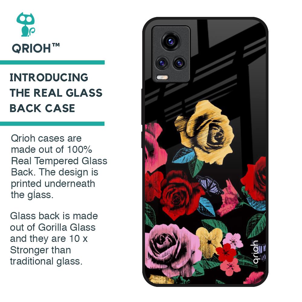 Floral Decorative Glass Case For Vivo V20