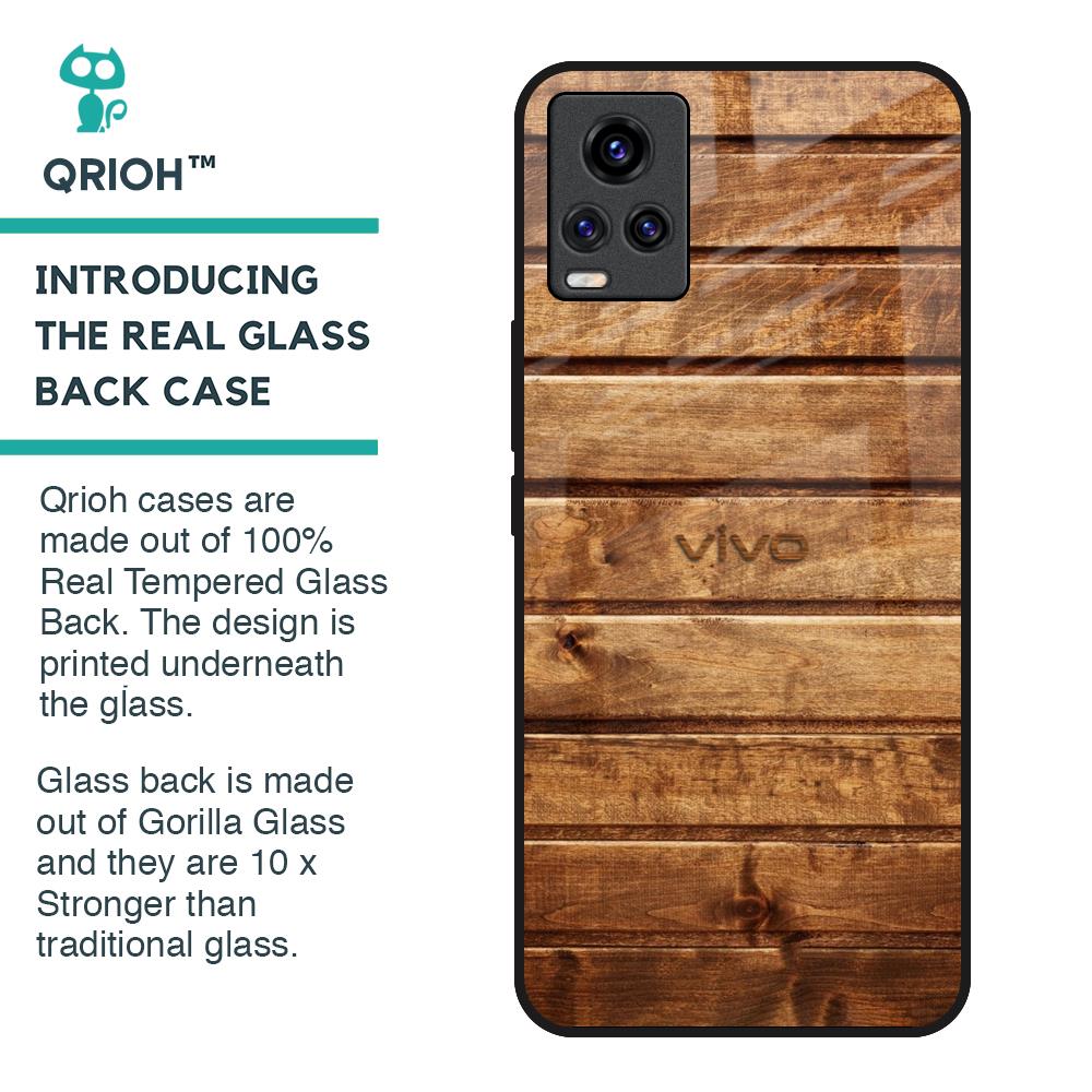 Wooden Planks Glass Case for Vivo V20