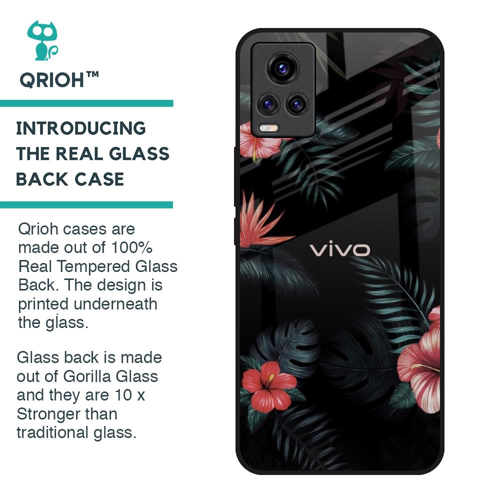 Tropical Art Flower Glass Case for Vivo V20