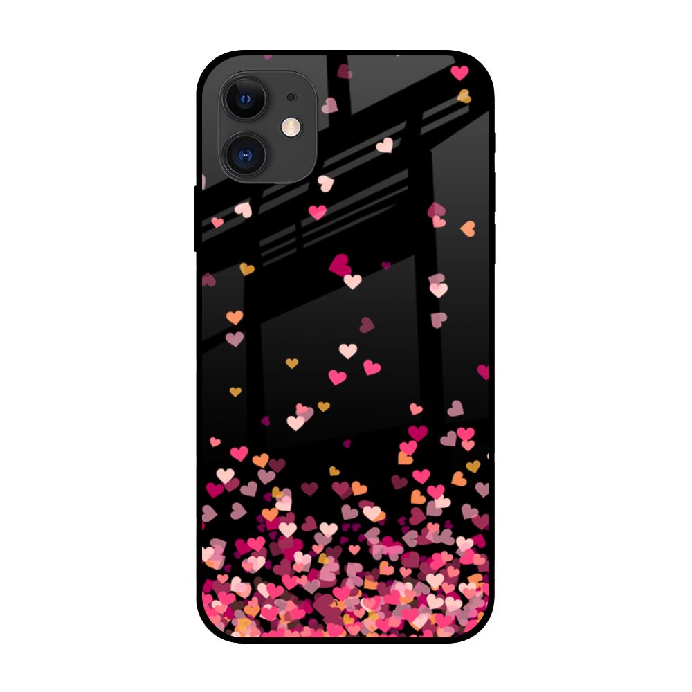 Heart Rain Fall iPhone 12 Glass Back Cover Online