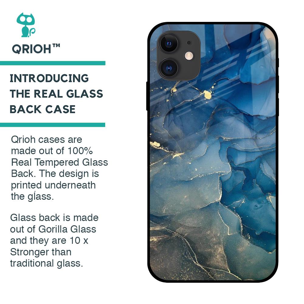 Blue Cool Marble Glass Case for iPhone 12