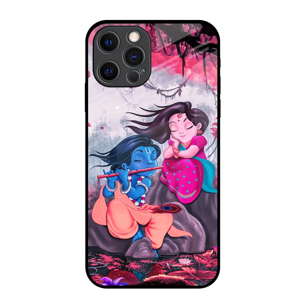 Radha Krishna Art iPhone 12 Pro Glass Back Cover Online