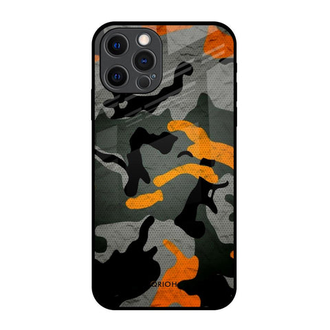 Camouflage Orange iPhone 12 Pro Glass Back Cover Online