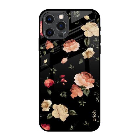 Black Spring Floral iPhone 12 Pro Glass Back Cover Online