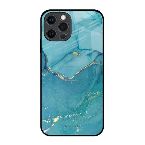 Blue Golden Glitter iPhone 12 Pro Glass Back Cover Online