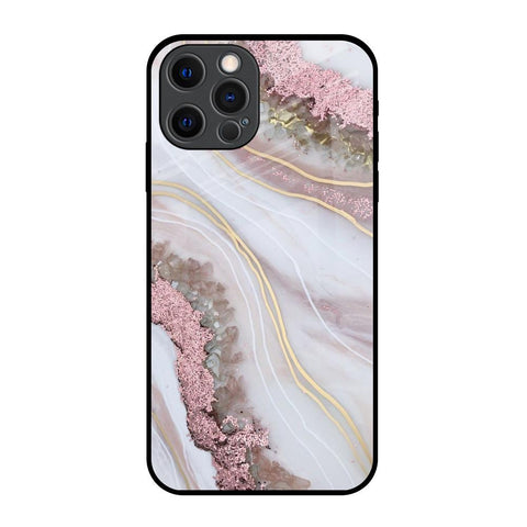 Pink & Gold Gllitter Marble iPhone 12 Pro Glass Back Cover Online
