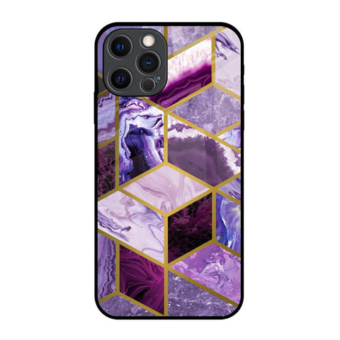 Purple Rhombus Marble iPhone 12 Pro Glass Back Cover Online