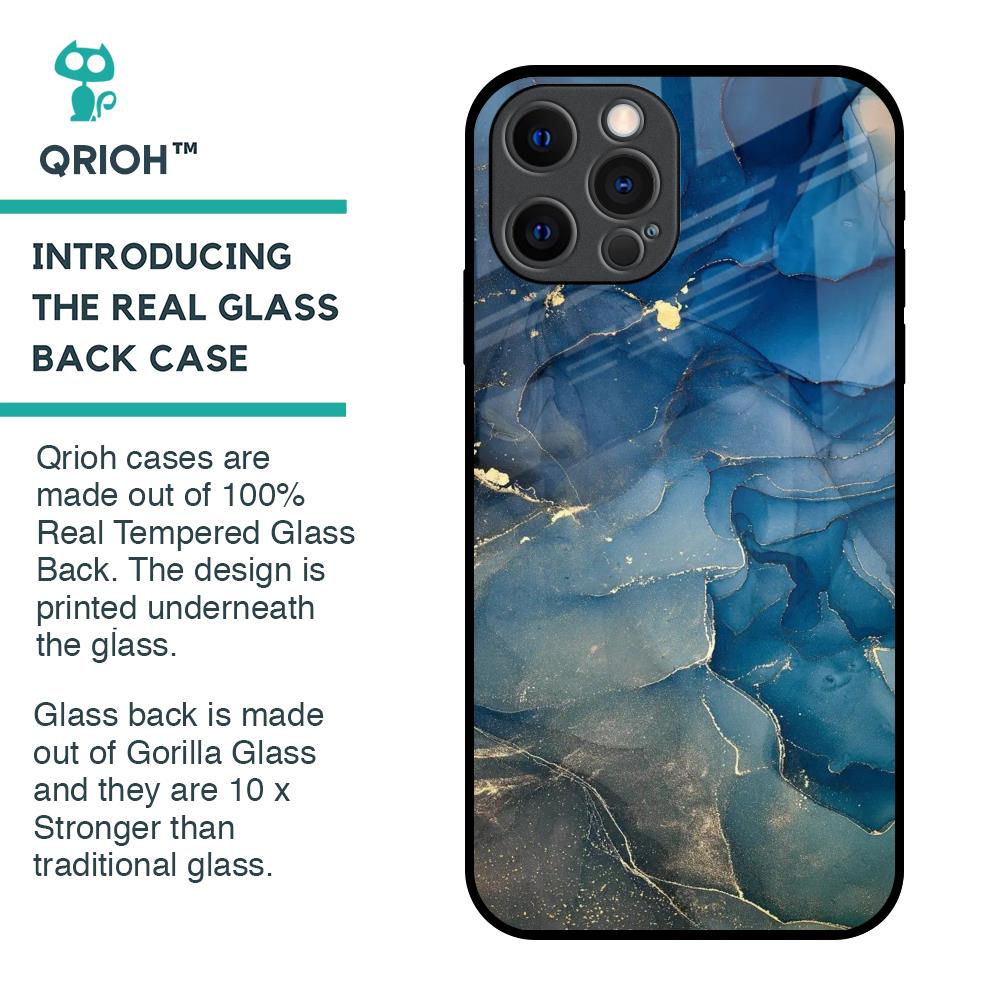 Blue Cool Marble Glass Case for iPhone 12 Pro