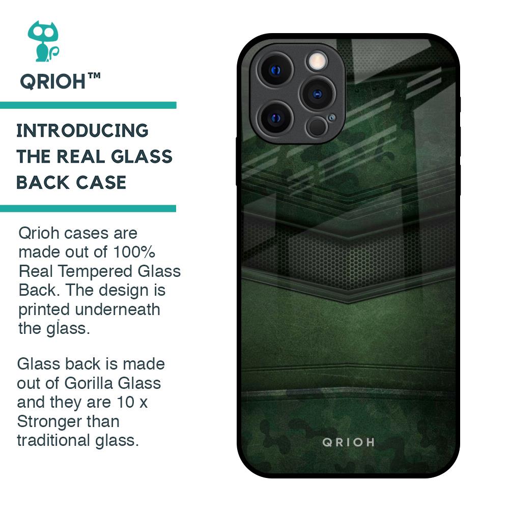 Green Leather Glass Case for iPhone 12 Pro