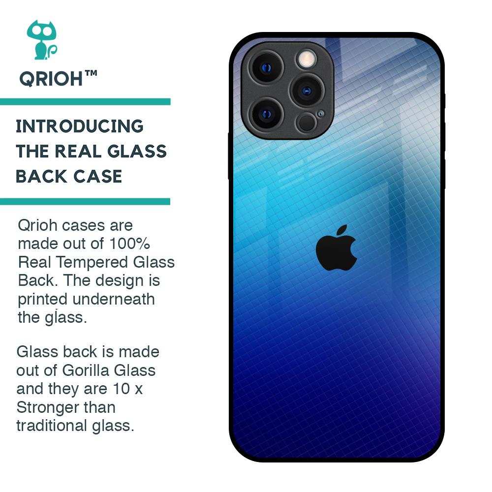 Blue Rhombus Pattern Glass Case for iPhone 12 Pro