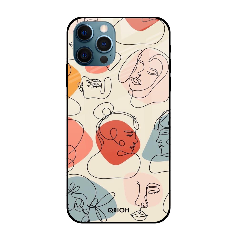 Abstract Faces Apple iPhone 12 Pro Glass Cases & Covers Online