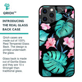 Tropical Leaves & Pink Flowers Glass Case for iPhone 12 Pro Max