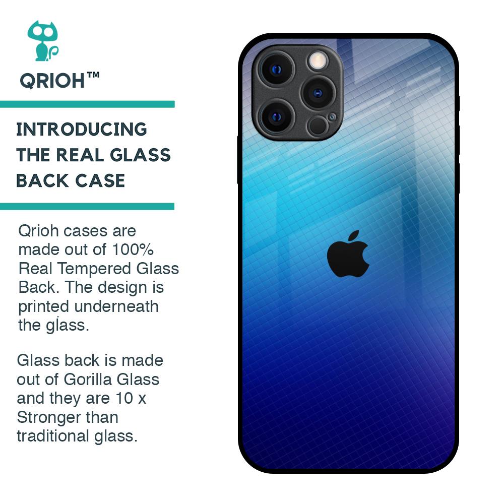 Blue Rhombus Pattern Glass Case for iPhone 12 Pro Max