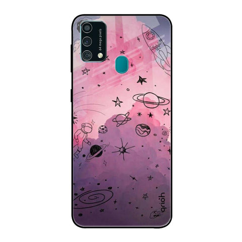 Space Doodles Samsung Galaxy F41 Glass Back Cover Online