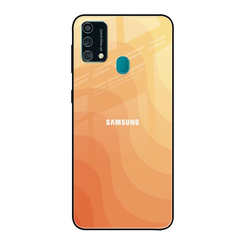 Orange Curve Pattern Samsung Galaxy F41 Glass Back Cover Online