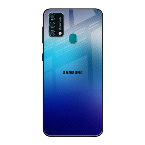 Blue Rhombus Pattern Samsung Galaxy F41 Glass Back Cover Online