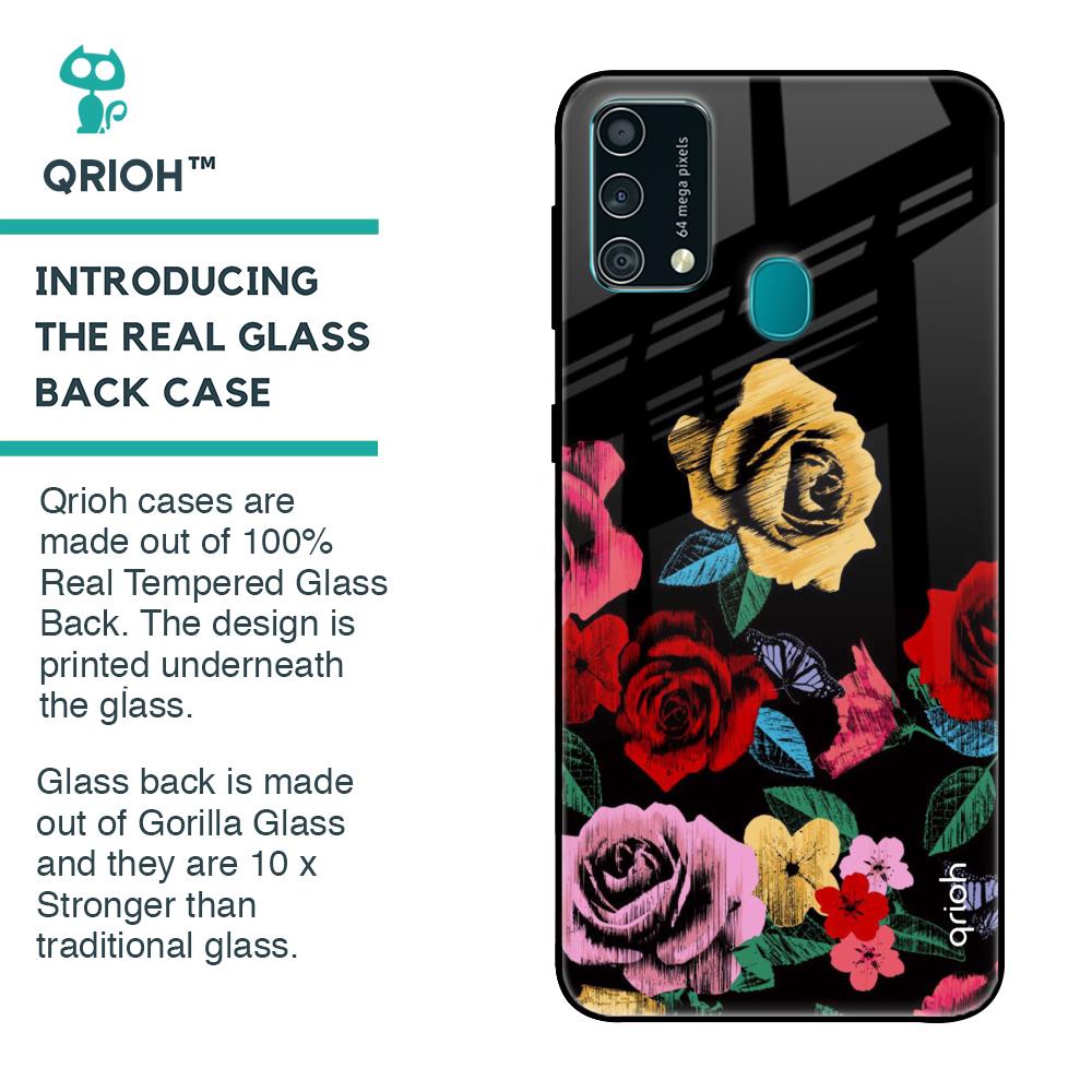 Floral Decorative Glass Case For Samsung Galaxy F41