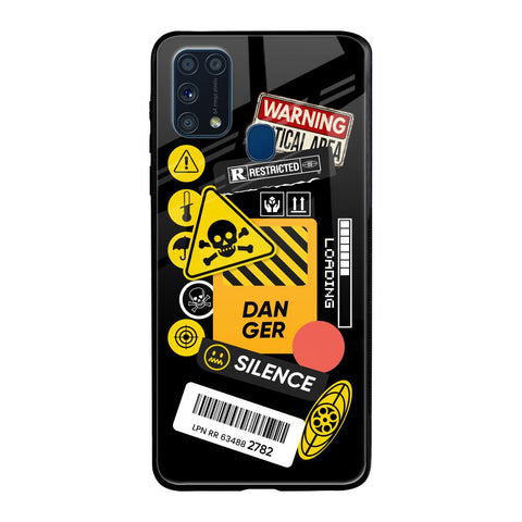 Danger Signs Samsung Galaxy M31 Prime Glass Back Cover Online