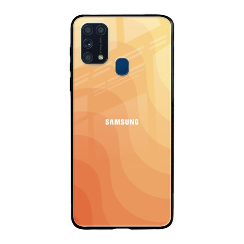 Orange Curve Pattern Samsung Galaxy M31 Prime Glass Back Cover Online
