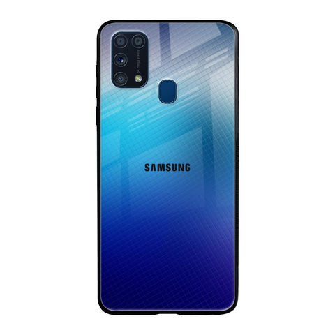 Blue Rhombus Pattern Samsung Galaxy M31 Prime Glass Back Cover Online