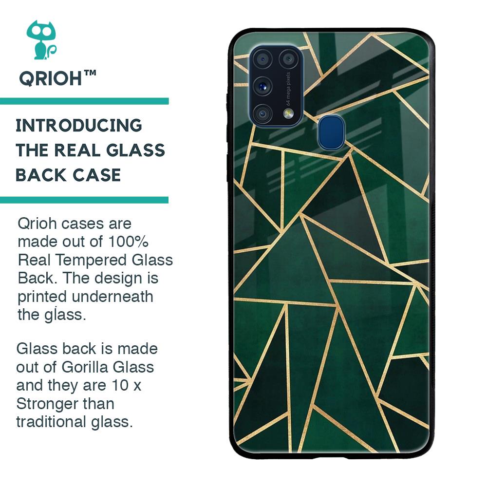 Abstract Green Glass Case For Samsung Galaxy M31 Prime