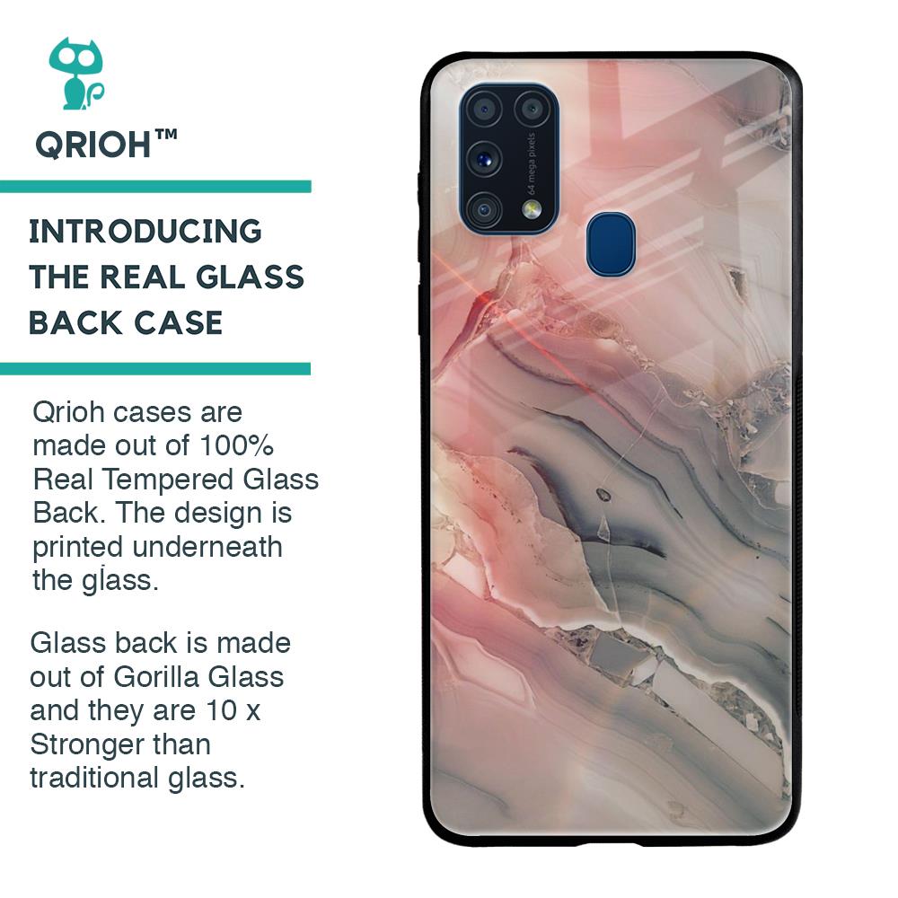 Pink And Grey Marble Glass Case For Samsung Galaxy M31 Prime