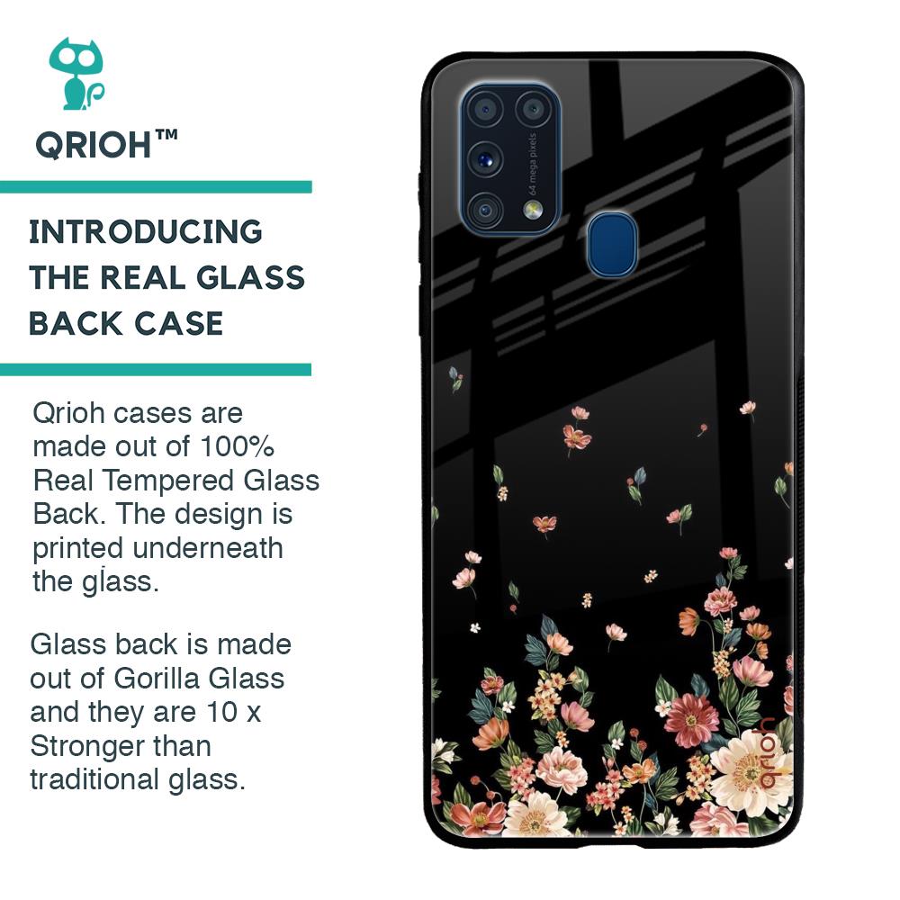 Floating Floral Print Glass Case for Samsung Galaxy M31 Prime