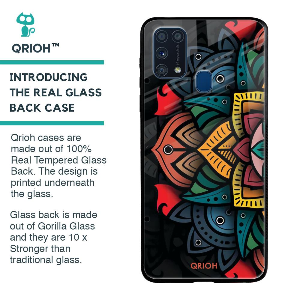 Retro Gorgeous Flower Glass Case for Samsung Galaxy M31 Prime