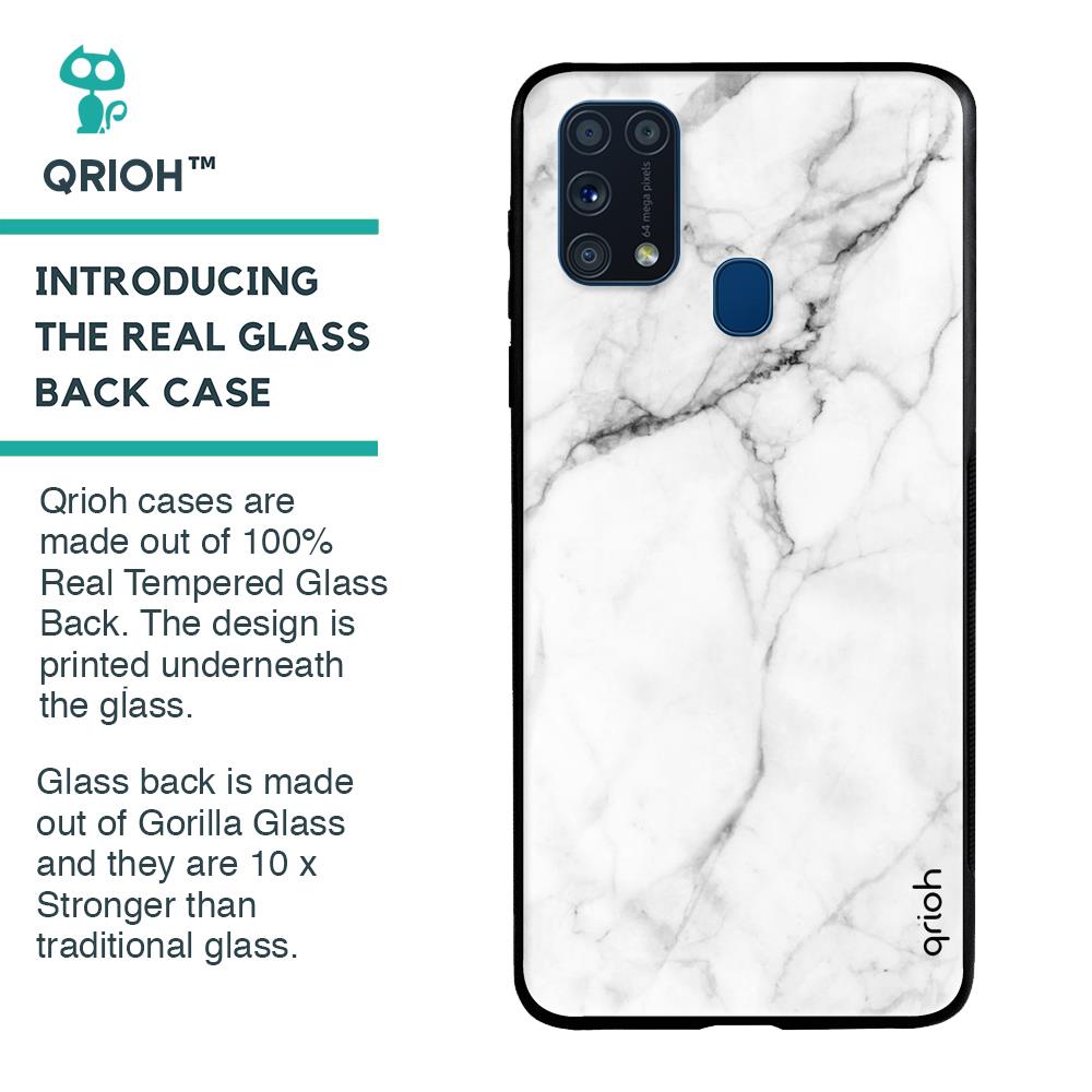 Modern White Marble Glass case for Samsung Galaxy M31 Prime