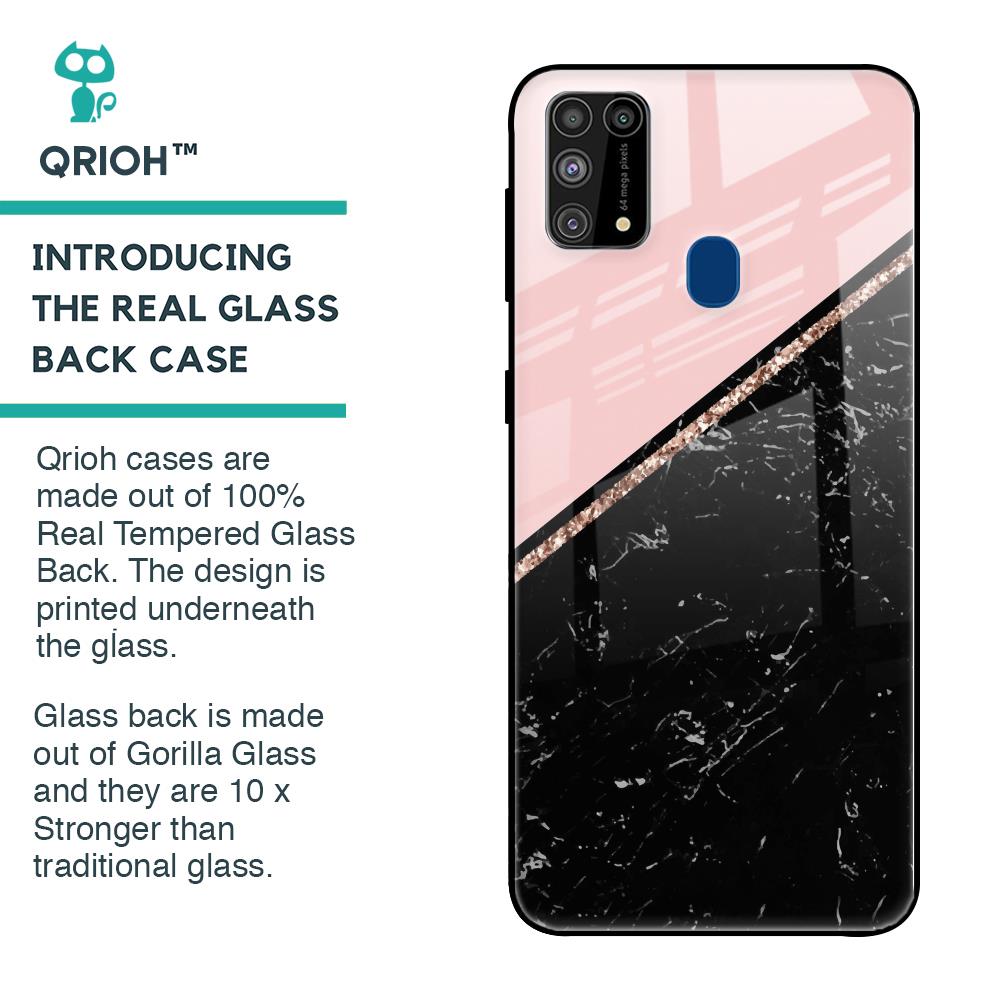 Marble Texture Pink Glass Case For Samsung Galaxy M31 Prime