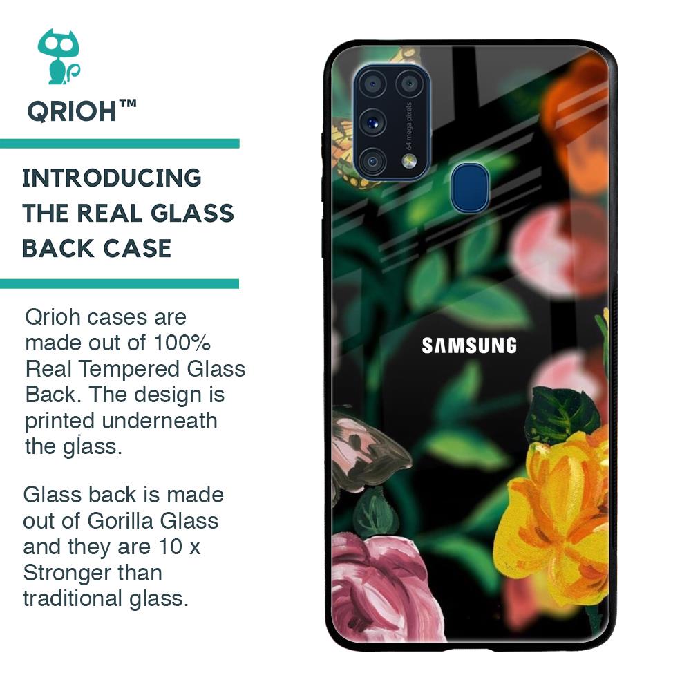 Flowers & Butterfly Glass Case for Samsung Galaxy M31 Prime