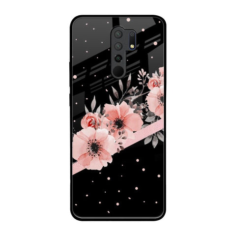Floral Black Band Poco M2 Glass Back Cover Online