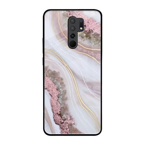 Pink & Gold Gllitter Marble Poco M2 Glass Back Cover Online