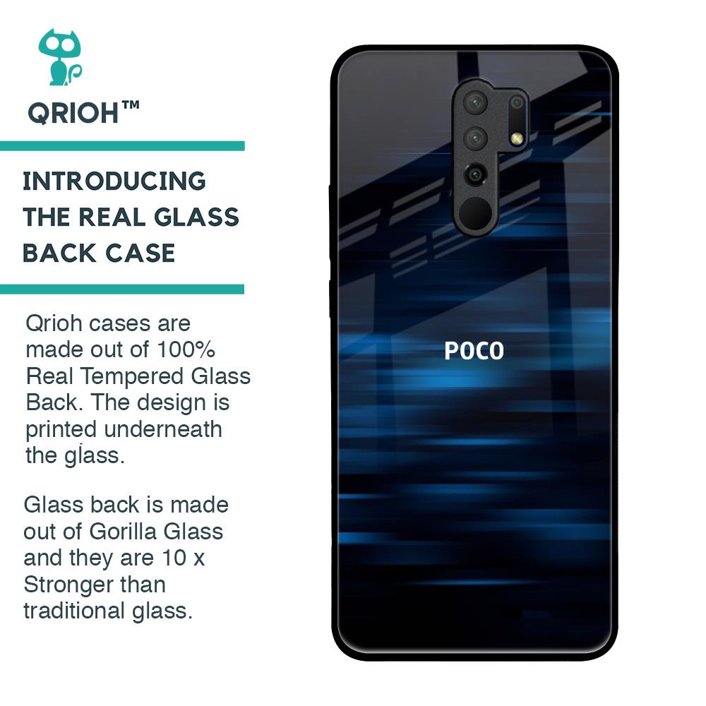 Blue Rough Abstract Glass Case for Poco M2