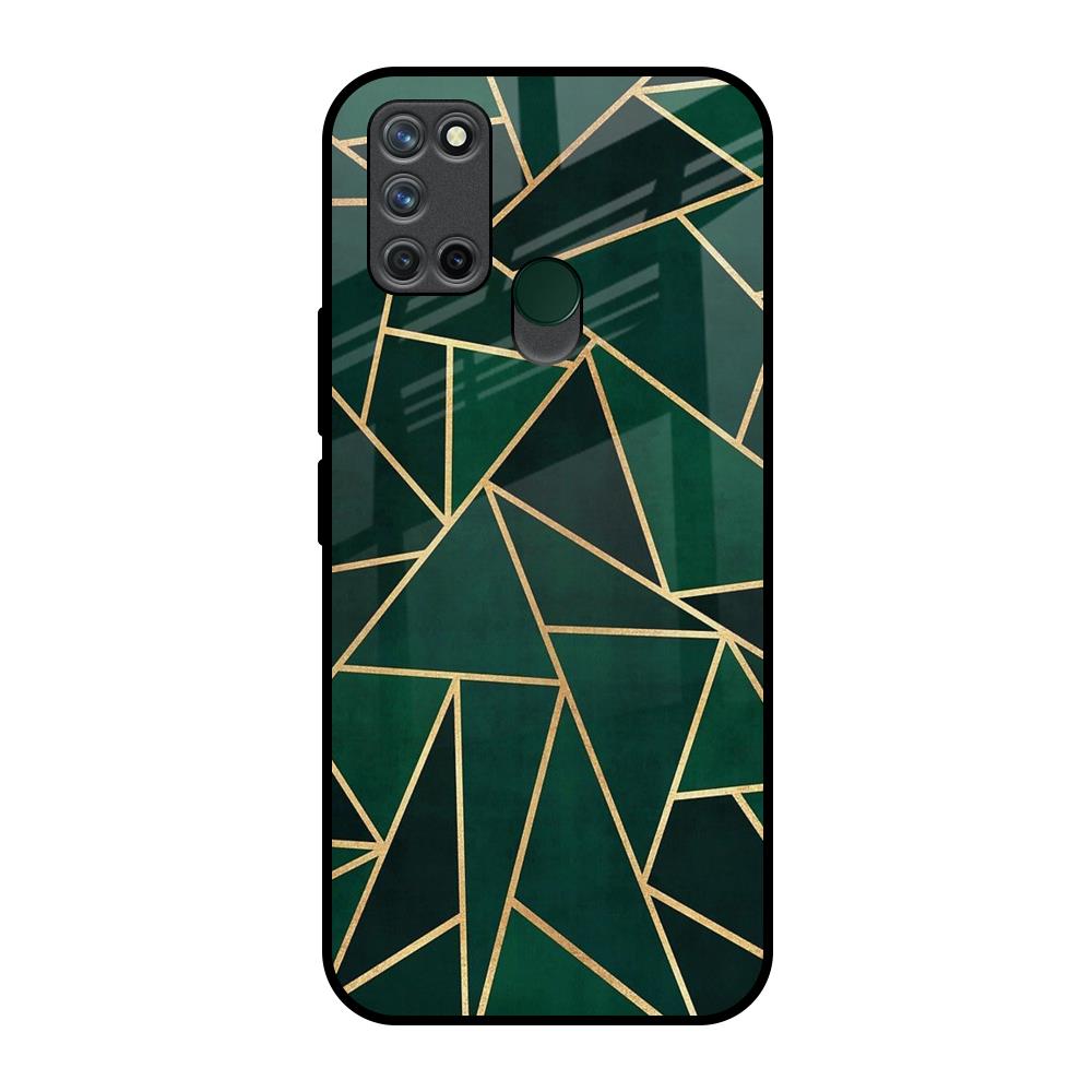 Abstract Green Realme 7i Glass Back Cover Online