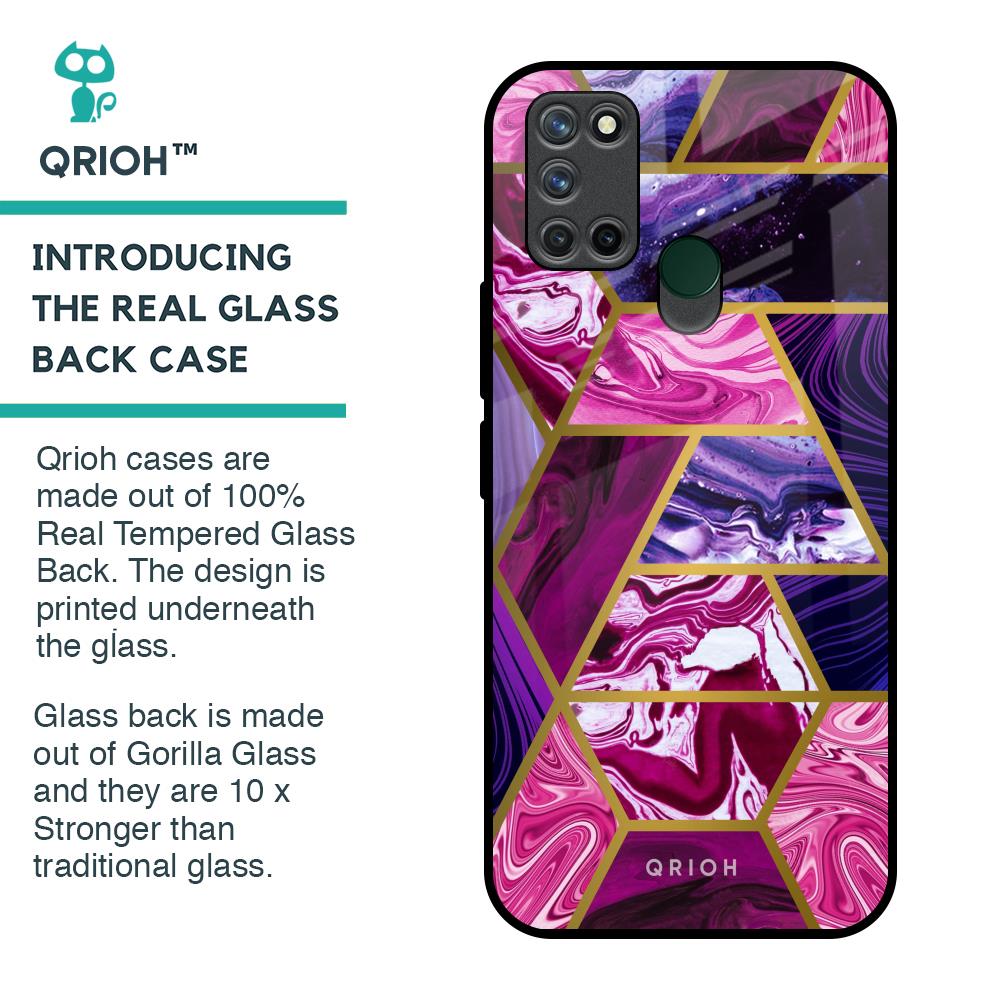 Electroplated Geometric Marble Glass Case for Realme 7i